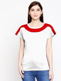 Blacksmith| Blacksmith Fashion | Blacksmith Red And White Boat Neck t-shirts for women