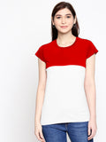 Blacksmith 100% Soft Cotton Bio Washed Red And Blue Half And Half Top For Women. - Blacksmith Fashion