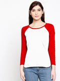 Blacksmith | Blacksmith Fashion | Blacksmith Red And White Raglan Sleeves top for women