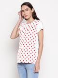 Blacksmith | Blacksmith Fashion | White And Red 100% cotton Polka t-shirts for women