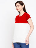 Blacksmith 100% Soft Cotton Bio Washed Red And Blue Half And Half Top For Women. - Blacksmith Fashion