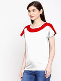 Blacksmith| Blacksmith Fashion | Blacksmith Red And White Boat Neck t-shirts for women