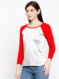 Blacksmith | Blacksmith Fashion | Blacksmith Red And White Raglan Sleeves top for women