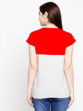 Blacksmith 100% Soft Cotton Bio Washed Red And Blue Half And Half Top For Women. - Blacksmith Fashion