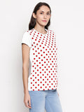 Blacksmith | Blacksmith Fashion | White And Red 100% cotton Polka t-shirts for women