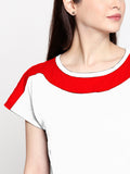 Blacksmith| Blacksmith Fashion | Blacksmith Red And White Boat Neck t-shirts for women