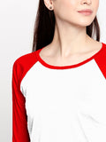 Blacksmith | Blacksmith Fashion | Blacksmith Red And White Raglan Sleeves top for women