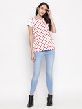 Blacksmith | Blacksmith Fashion | White And Red 100% cotton Polka t-shirts for women