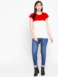 Blacksmith 100% Soft Cotton Bio Washed Red And Blue Half And Half Top For Women. - Blacksmith Fashion