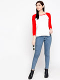 Blacksmith | Blacksmith Fashion | Blacksmith Red And White Raglan Sleeves top for women