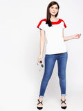 Blacksmith| Blacksmith Fashion | Blacksmith Red And White Boat Neck t-shirts for women