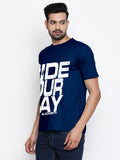 Blacksmith | Blacksmith Fashion | Blacksmith Navy Blue 100% Soft Cotton Round Neck Printed T-shirt for Men