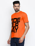 Blacksmith | Blacksmith Fashion | Blacksmith Orange 100% Soft Cotton Round Neck Printed T-shirt for Men