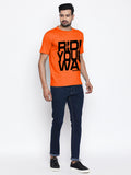 Blacksmith | Blacksmith Fashion | Blacksmith Orange 100% Soft Cotton Round Neck Printed T-shirt for Men