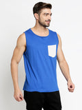 Blacksmith Royal Blue Cotton Contrast Pocket Sando For Men - Sando For Men.