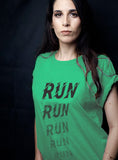 Blacksmith | Blacksmith Fashion | Printed Run Mint And Black 100% Soft Cotton Bio-Washed Top for women's and Girls