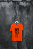 Blacksmith | Blacksmith Fashion | Printed Run Orange And Black 100% Soft Cotton Bio-Washed Top for women's and Girls