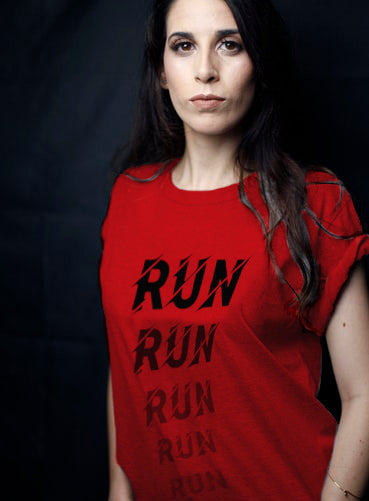 Blacksmith | Blacksmith Fashion | Printed Run Red And Black 100% Soft Cotton Bio-Washed Top for women's and Girls