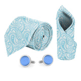 Blacksmith Sea Blue Tie , Cufflink , Pocket Square and Lapel Pin Gift Set for Men [ Pack of 4 ]