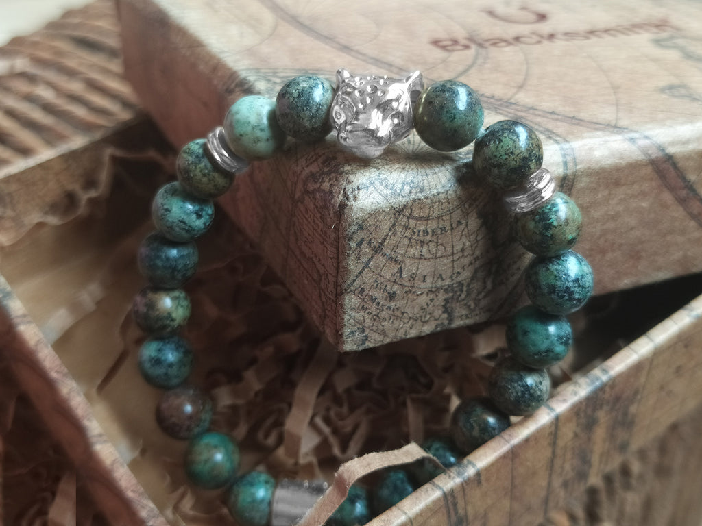 Blacksmith African Turquoise Lion Bracelet for Women & Men- African Turquoise Bracelet