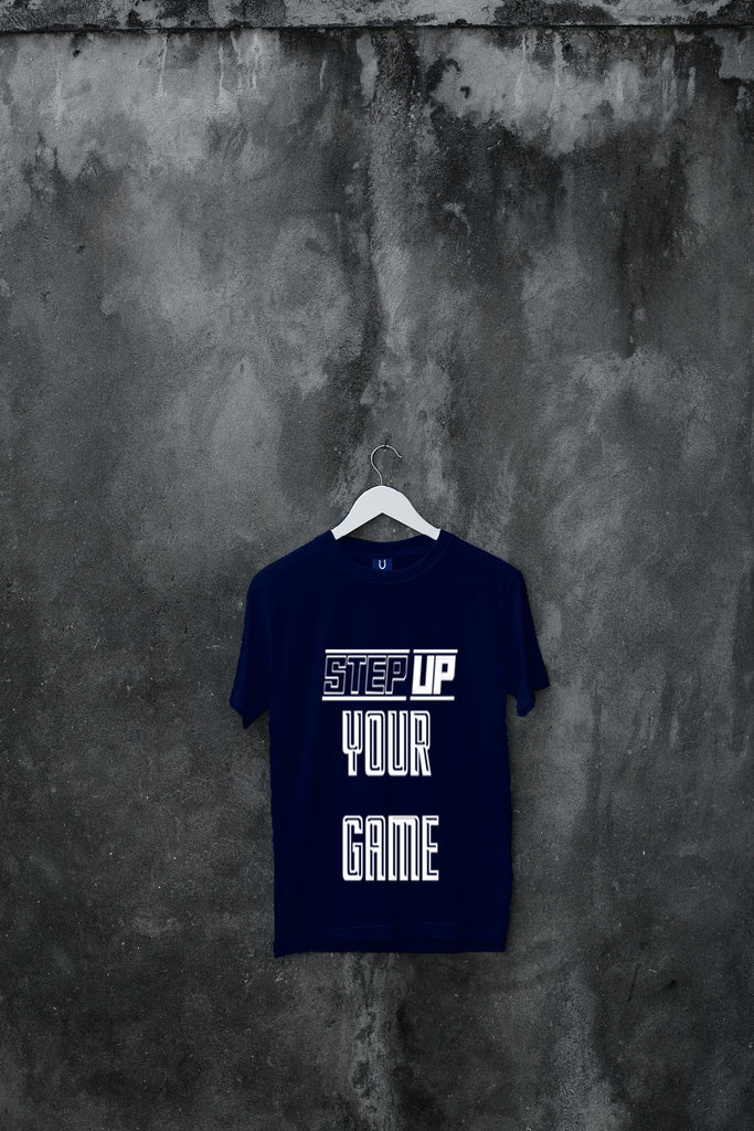 Blacksmith | Blacksmith Fashion | Printed Step Up Your Game Navy Blue And White 100% Soft Cotton Bio-Washed Top for women's and Girls