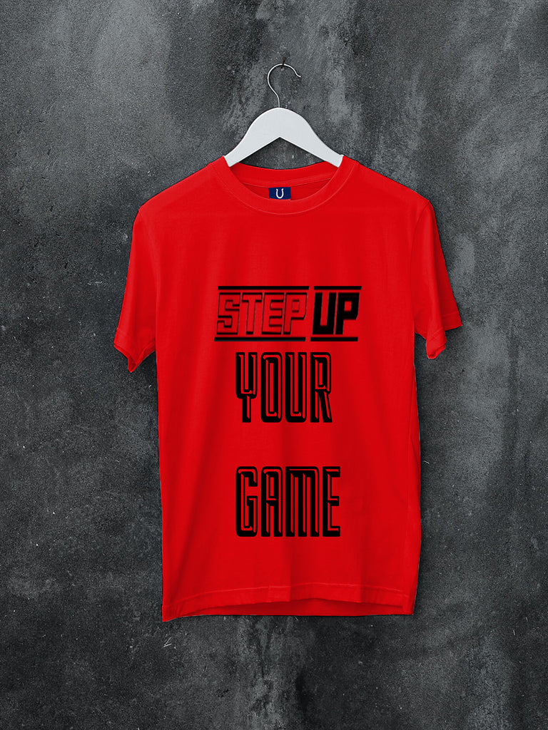 Blacksmith | Blacksmith Fashion | Printed Step Up Your Game Red And Black 100% Soft Cotton Bio-Washed Top for women's and Girls
