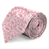 Blacksmith White And Pink Leaves Printed Tie for Men