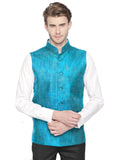Blacksmith Sea Green Linen Modi Jacket for Men - Sea Green Linen Nehru Jacket for Men