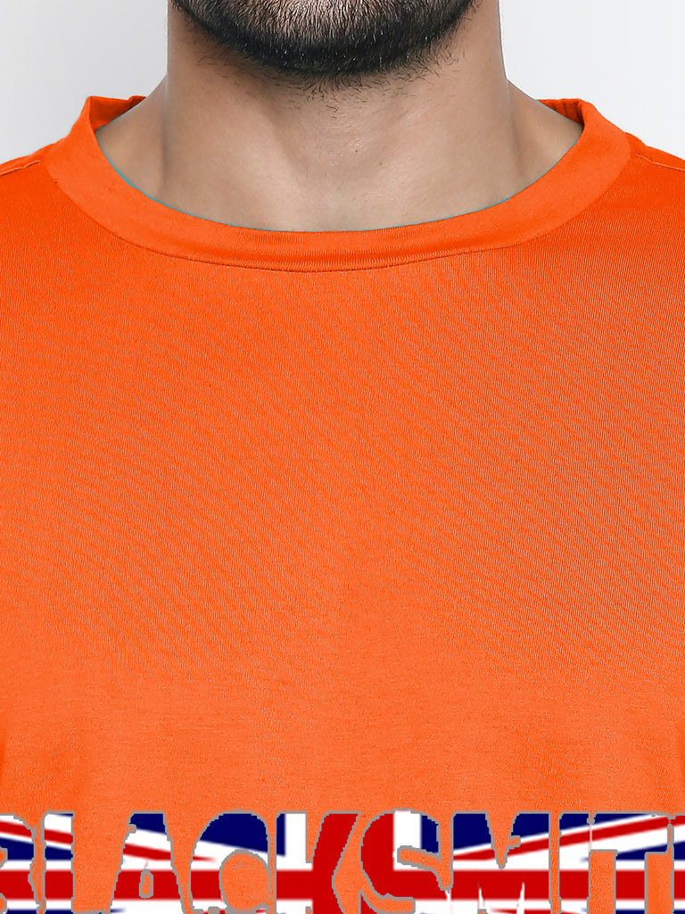 Blacksmith | Blacksmith Fashion | Blacksmith Orange 100% Soft Cotton Round Neck Printed T-shirt for Men