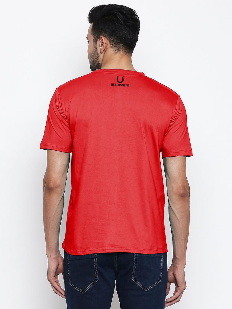 Blacksmith | Blacksmith Fashion | Blacksmith Red 100% Soft Cotton Round Neck Printed T-shirt for Men