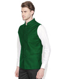 Blacksmith Green and White Diamond Modi Jacket for Men - Green and White Diamond Nehru Jacket for Men