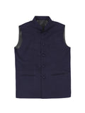 Blacksmith Navy Blue and White Diamond Modi Jacket for Men - Navy Blue and White Diamond Nehru Jacket for Men