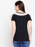 Blacksmith| Blacksmith Fashion | Blacksmith Peach And Black Boat Neck t-shirts for women