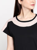 Blacksmith| Blacksmith Fashion | Blacksmith Peach And Black Boat Neck t-shirts for women