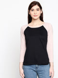 Blacksmith | Blacksmith Fashion | Blacksmith Peach And Black Raglan Sleeves top for women