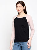 Blacksmith | Blacksmith Fashion | Blacksmith Peach And Black Raglan Sleeves top for women