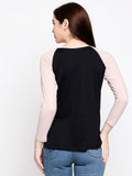 Blacksmith | Blacksmith Fashion | Blacksmith Peach And Black Raglan Sleeves top for women