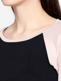 Blacksmith | Blacksmith Fashion | Blacksmith Peach And Black Raglan Sleeves top for women