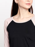 Blacksmith | Blacksmith Fashion | Blacksmith Peach And Black Raglan Sleeves top for women