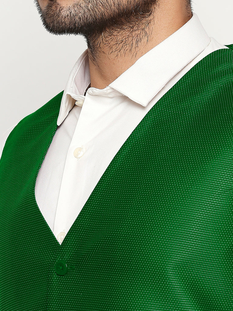 Blacksmith Green and White Diamond Waist Coat for Men