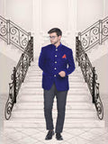 Blacksmith Royal Blue Velvet Jodhpuri Blazer Jacket for Men