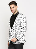 Blacksmith | Blacksmith Fashion | Blacksmith White And Black Aeroplanes Printed Tuxedo For Men | Blacksmith suit for men.