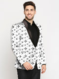 Blacksmith | Blacksmith Fashion | Blacksmith White And Black Aeroplanes Printed Tuxedo For Men | Blacksmith suit for men.