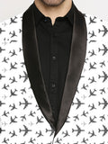 Blacksmith | Blacksmith Fashion | Blacksmith White And Black Aeroplanes Printed Tuxedo For Men | Blacksmith suit for men.