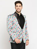 Blacksmith White Colourfull Aeroplanes Printed Tuxedo for Men - Party , Cocktail, Wedding, Functions, Sangeet, Lounge