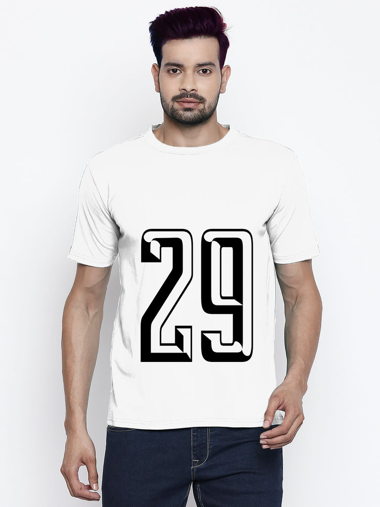 Blacksmith | Blacksmith Fashion | Blacksmith White Number 29 Round Neck Printed T-shirt