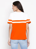 Blacksmith | Blacksmith Fashion | White And Orange 100% cotton Bio-Washed Two Stripes for women