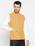 Blacksmith Yellow And Blue Polka Dot Modi Jacket for Men - Polka Dot Nehru Jacket for Men .
