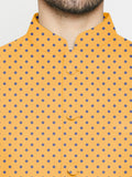 Blacksmith Yellow And Blue Polka Dot Modi Jacket for Men - Polka Dot Nehru Jacket for Men .