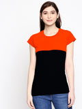 Blacksmith 100% Soft Cotton Bio Washed Orange And Black Half And Half Top For Women. - Blacksmith Fashion